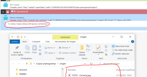 Error al leer información de imágenes en carpeta - Rocketbot Forum
